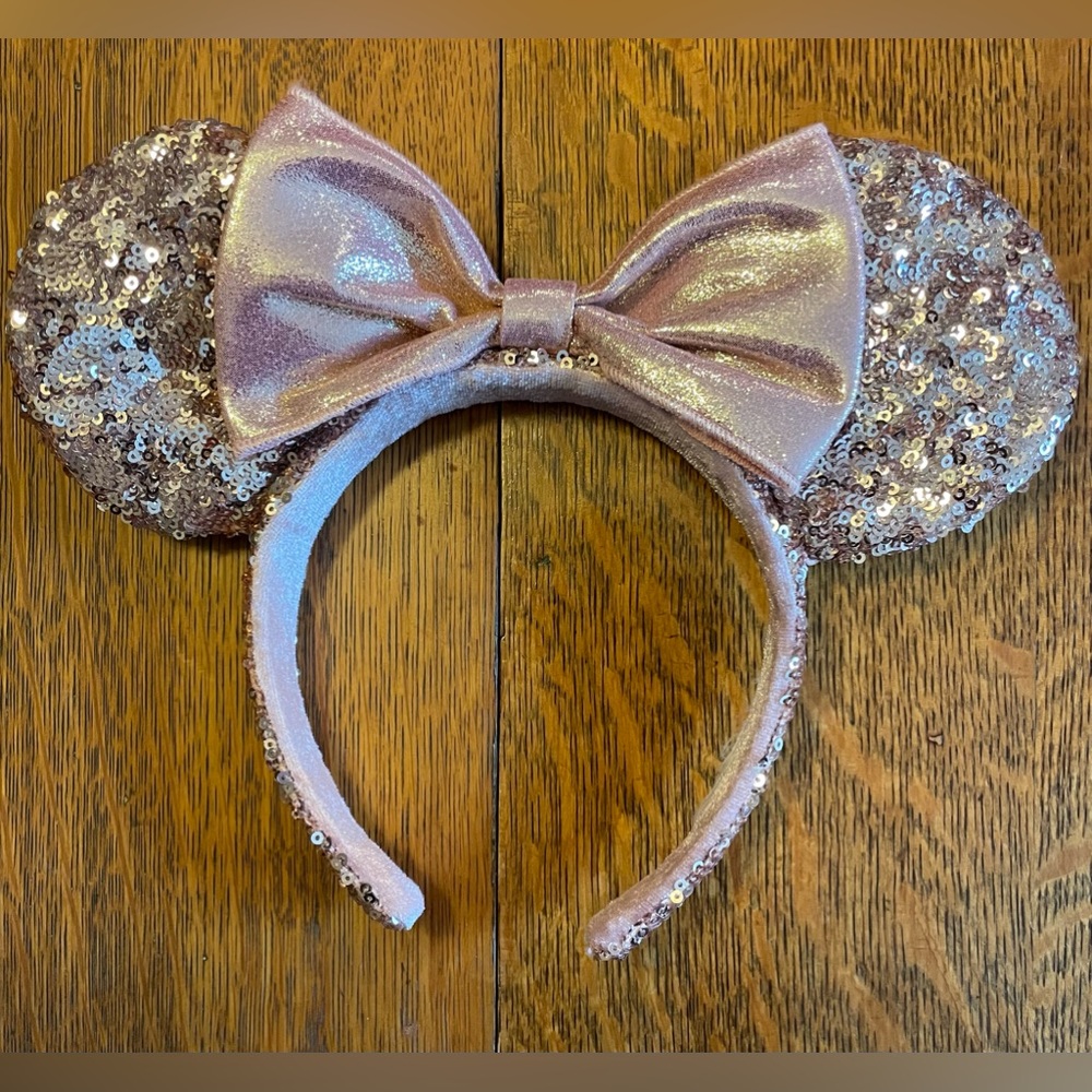 Disney Minnie Ears Headband - Rose Gold Ears With Bow